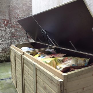 2x Vuilniszakberging met beweegbaar deksel