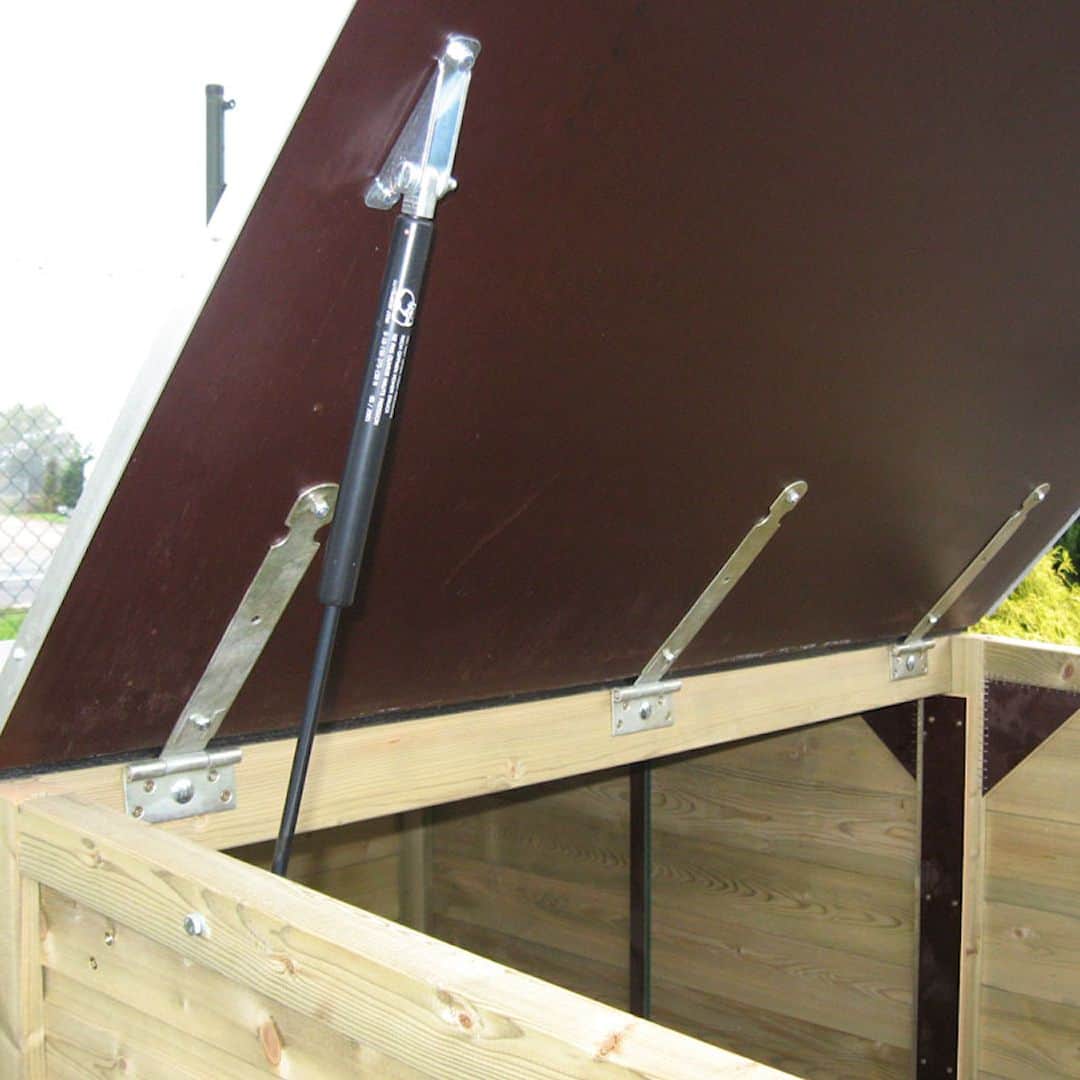 de berging wordt geleverd met gasveren voor het makkelijk openen en sluiten