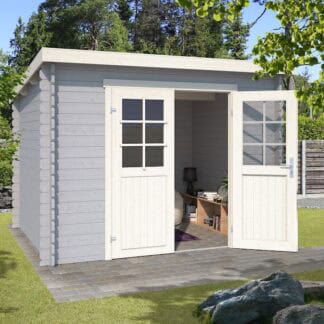 tuinhuis Nadia275x230 geschilderd in Platinum Grey/créme wit