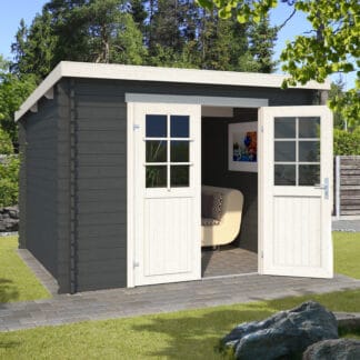 tuinhuis Nadia 275 geschilderd in Carbon Grey/créme wit