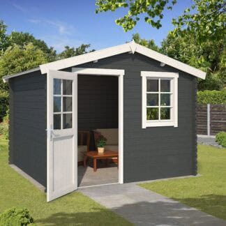 Tuinhuis Nina 275x275 cm geschilderd in Carbon Grey/créme wit