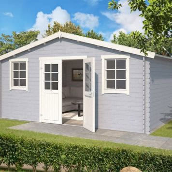 Tuinhuis Udo 380 geschilderd in Platinum Grey/créme wit