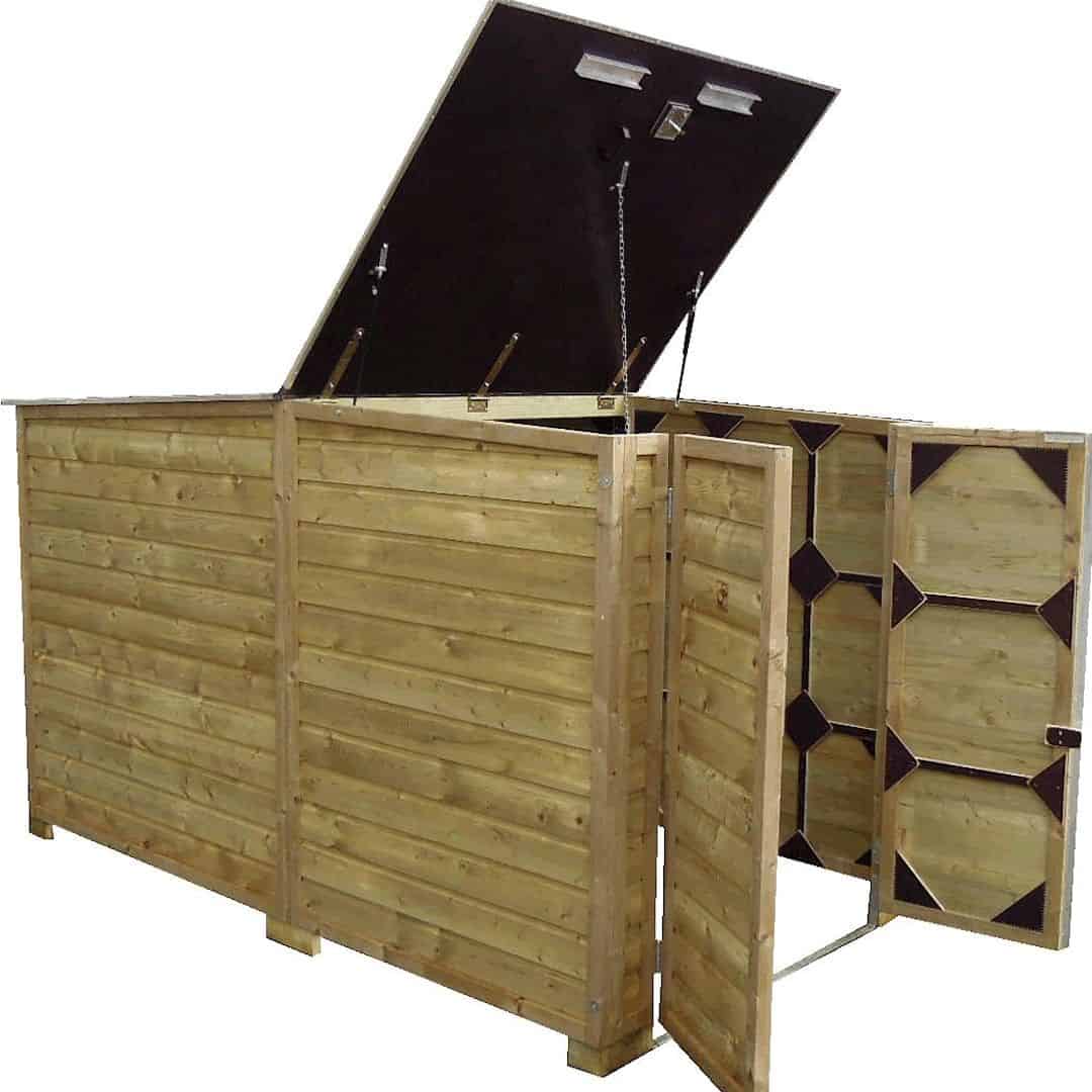 Zijaanzicht van Bakfietsberging deksel open