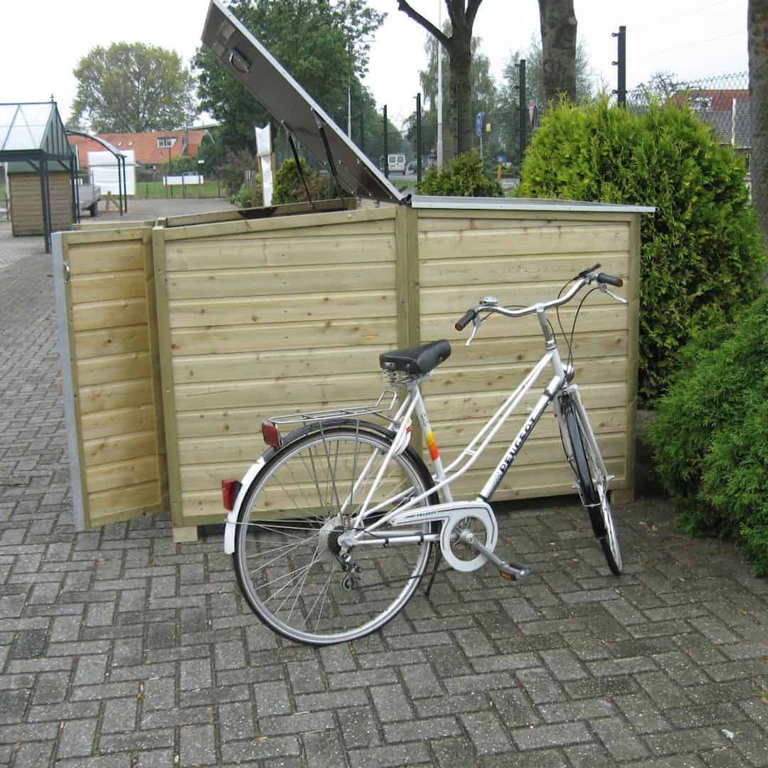 zijaanzicht Fietsberging 125 elektrische fiets