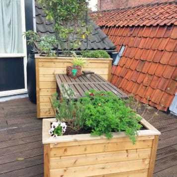 combinatie houten plantenbak