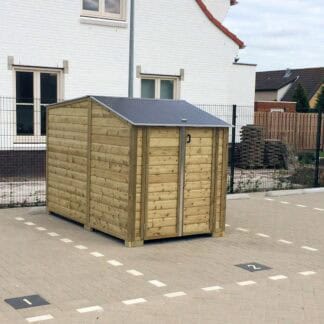 bakfietsenberging met sterk aflopend dak