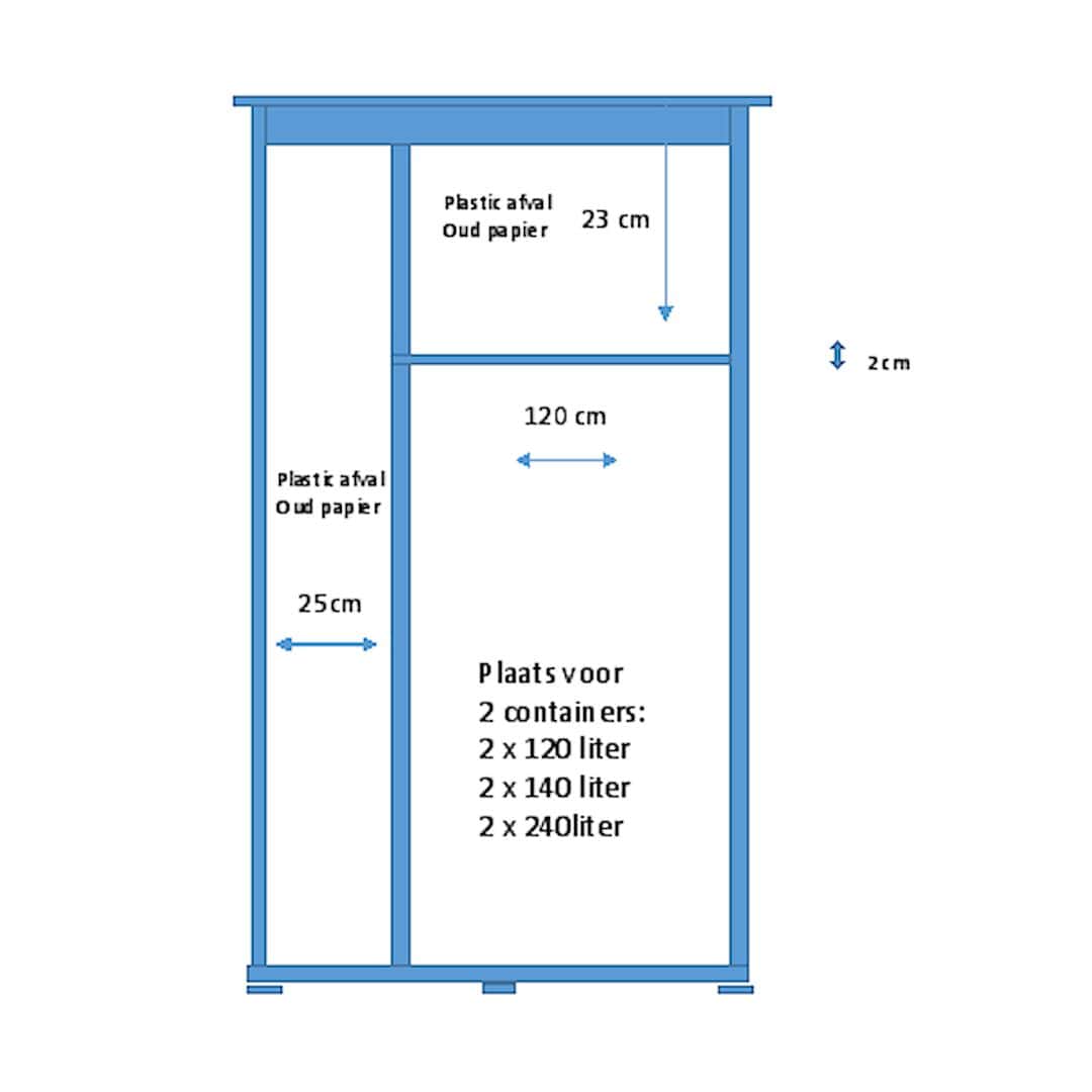 Kliko ombouw 2 containers - 160 x 82 x 180 cm - Afbeelding 4