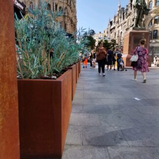 Plantenbak rechthoekig cortenstaal 80 cm hoog