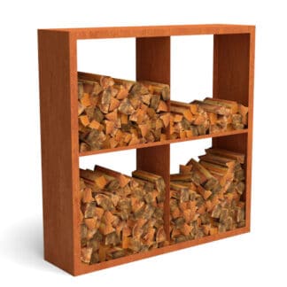 Cortenstaal houtopslag 150150 4 vaks