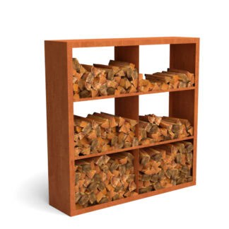 Cortenstaal houtopslag 150150 6 vaks