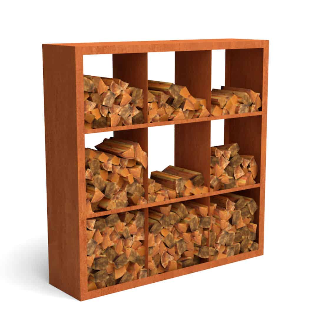 Cortenstaal houtopslag 150150 9 vaks - Afbeelding 3