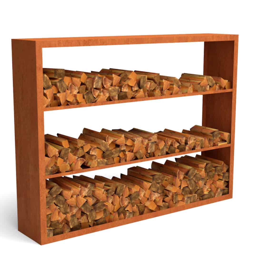 Cortenstaal houtopslag 200150 3 vaks