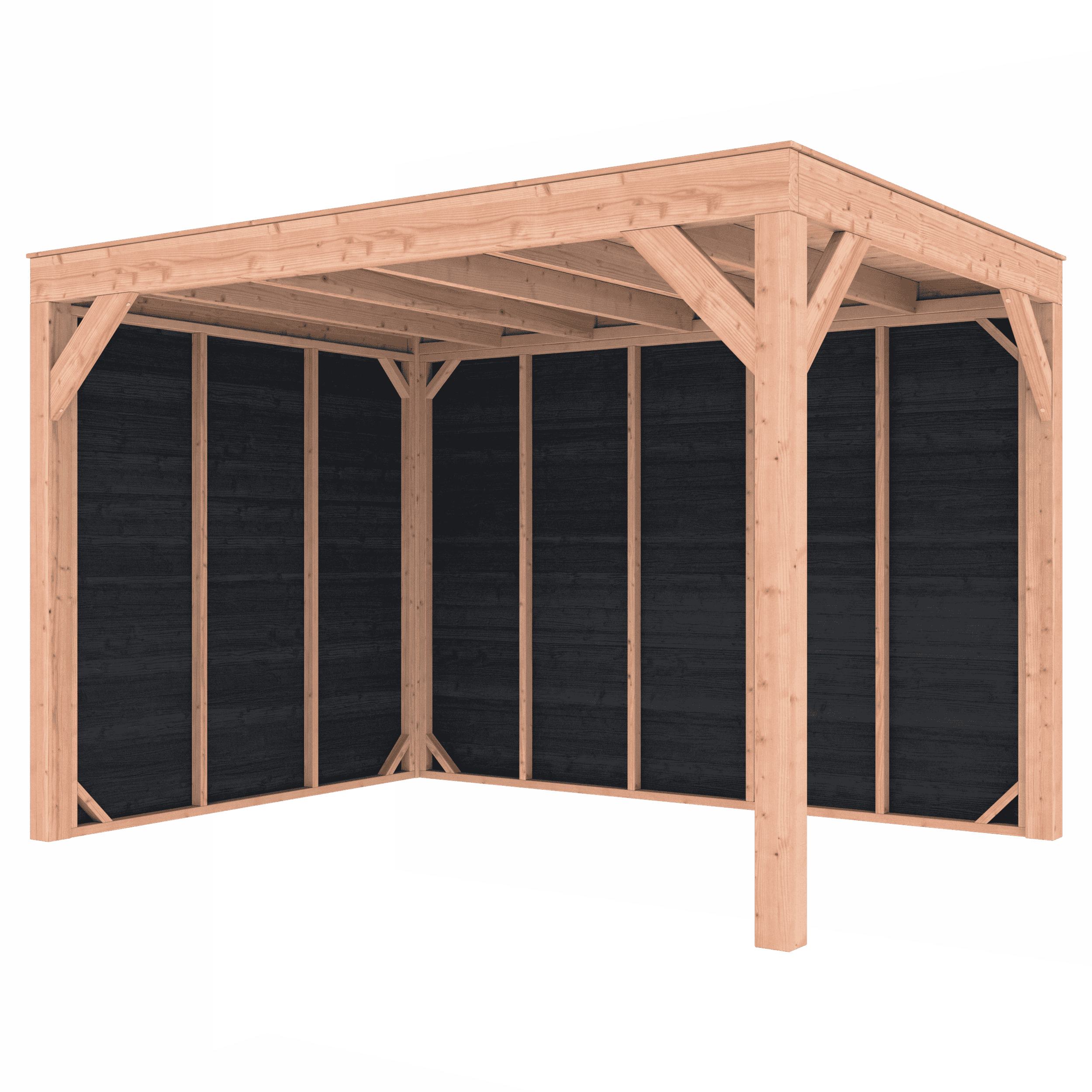 Overkapping Douglas 350x250 met wanden