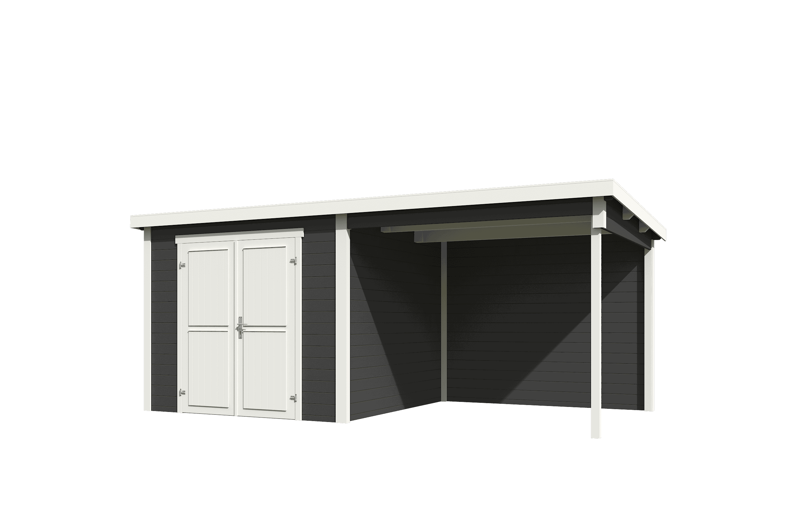 Tuinhuis Lars 500x250 met overkapping Carbon Grey-wit-1