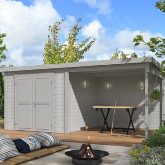 Tuinhuis Lars 500x250 met overkapping Platinum Grey