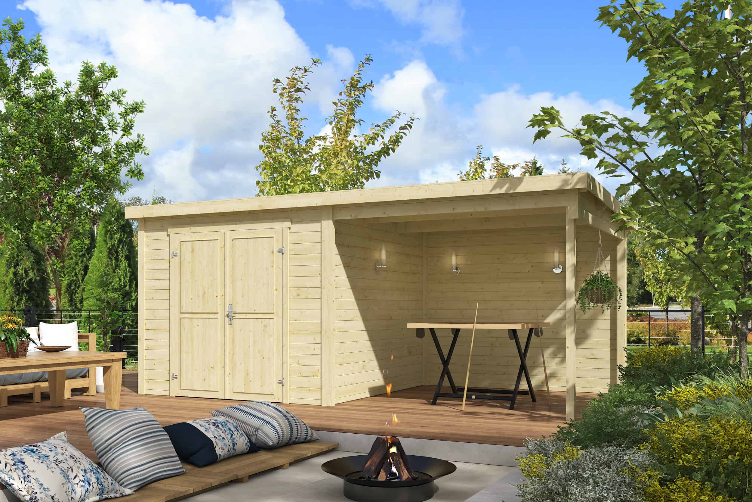 tuinhuis Lars 500x250 met overkapping onbehandeld_2