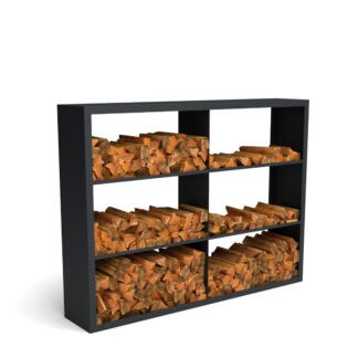 Houtopslag staal zwart 200150 6 vaks