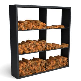 Houtopslag staal zwart 200200 6 vaks