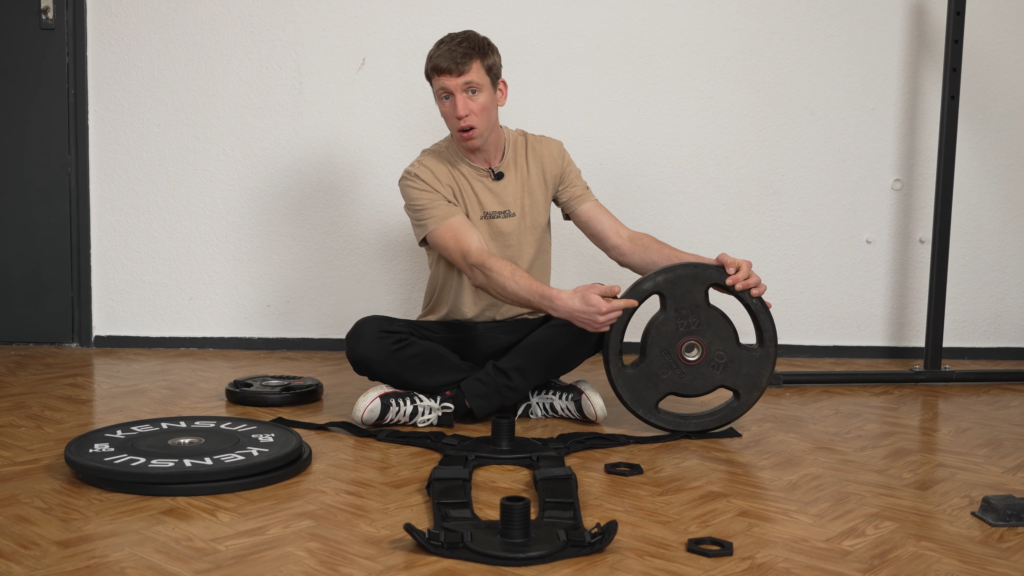 Man showcasing a thumper plate that has the wrong gauge for his plate loaded weight vest