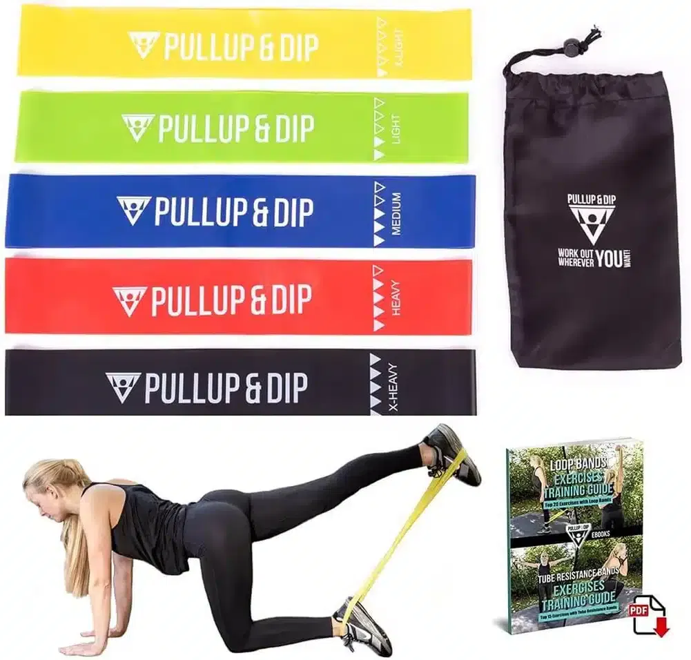PULLUP&DIP Loop Bands Set in 5 Strengths incl. Carrying Bag