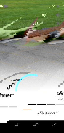 Die Ringe app typical warm up routine showing the swimmer exercise.