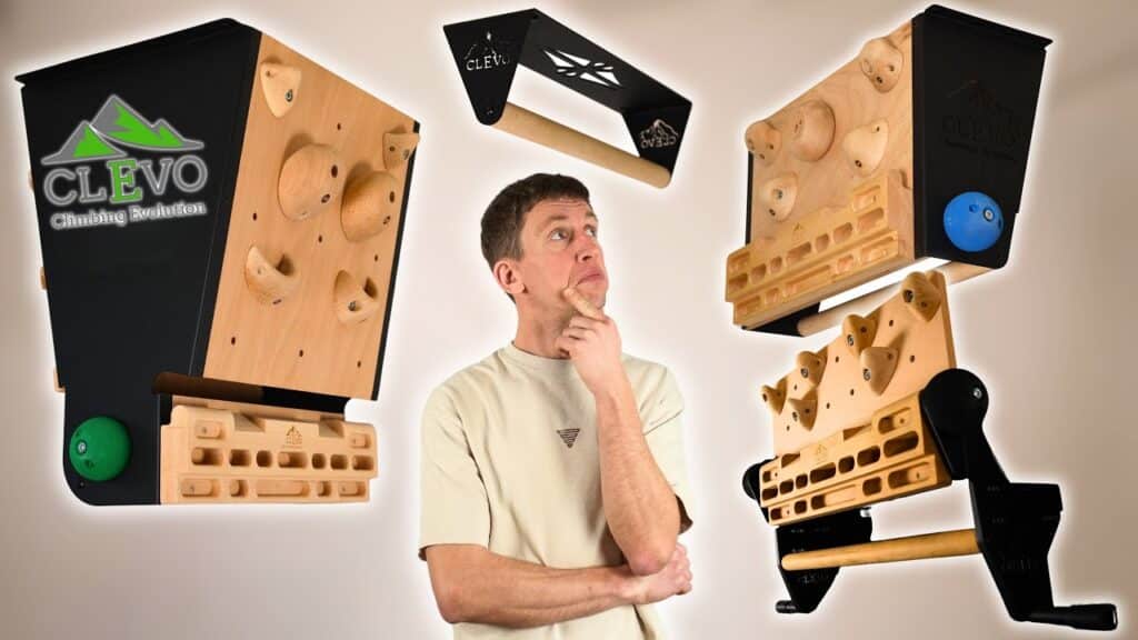 Man standing between the best pull-up bars for climbers from CLEVO and appearing to ponder over them.