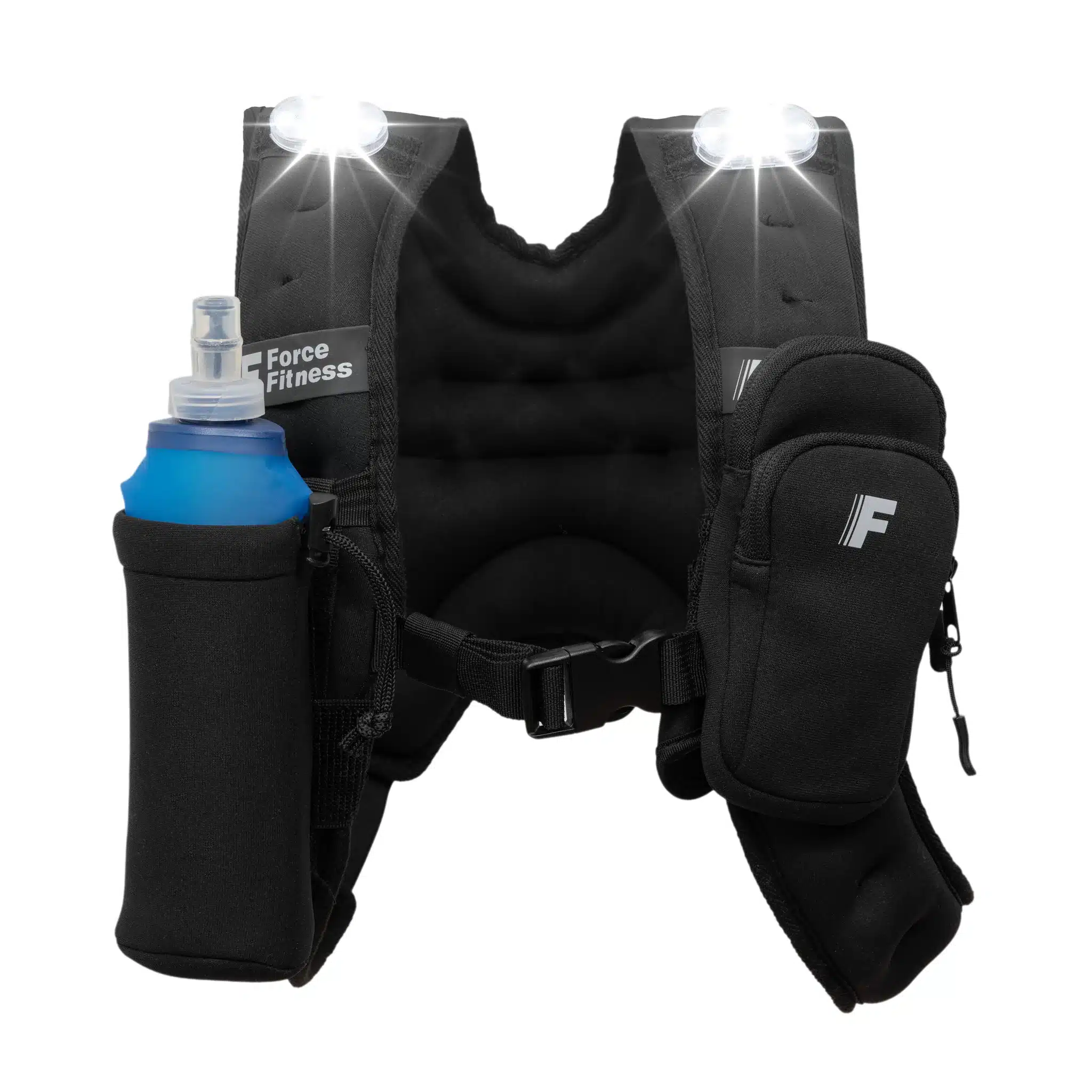 Force Running Weighted Vest with Removable LED Lights & Bottle Holder - Force Fitness