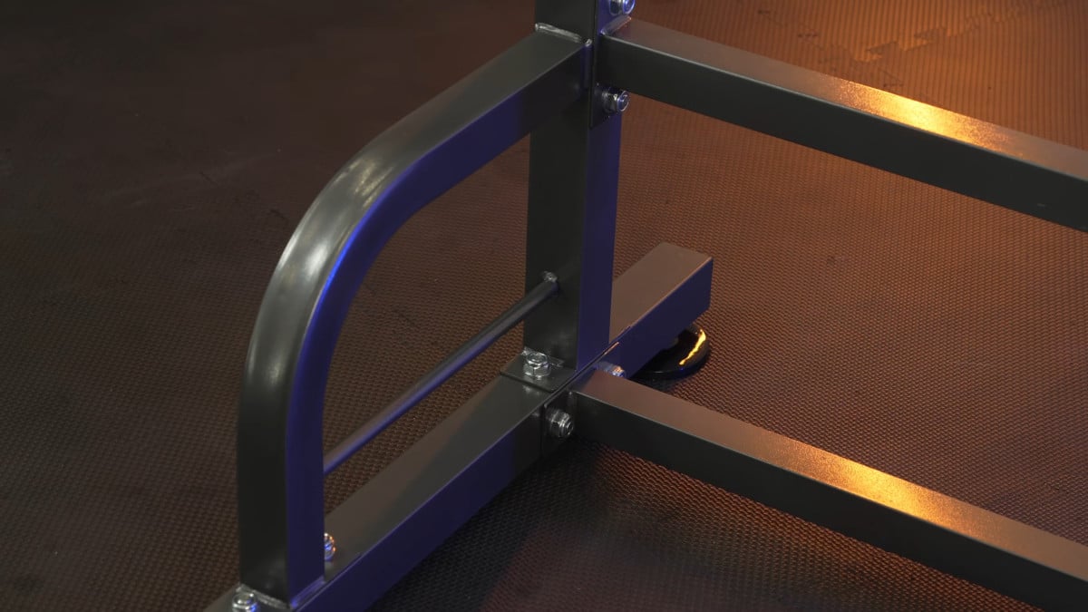 Close up of the vertical legs attaching to the feet with reinforcing bars on the relife power tower.