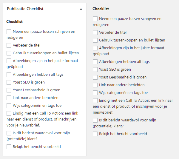 Maak een checklist voor je blog