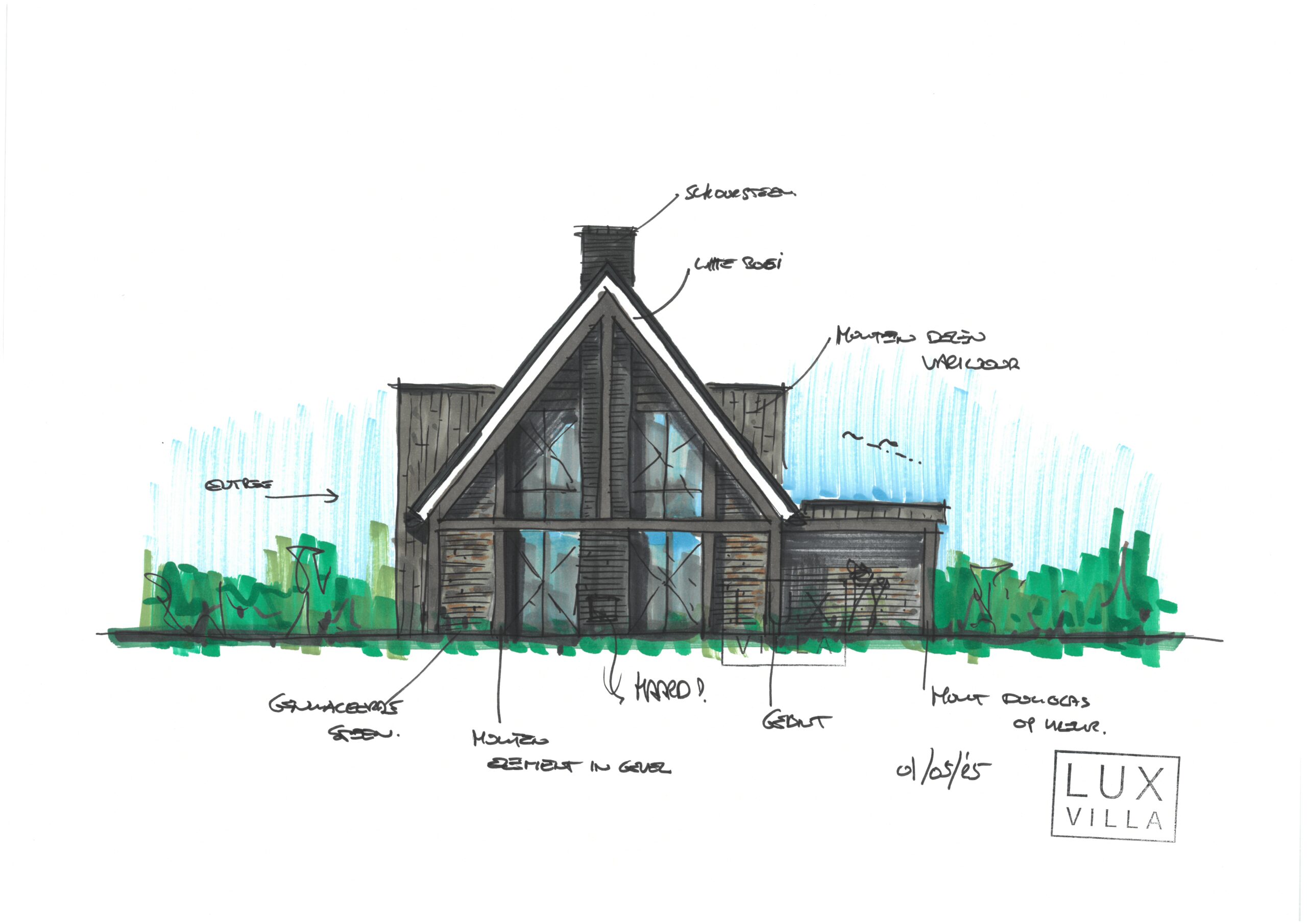 schetsontwerp schuurwoning uddel apeldoorn luxvilla