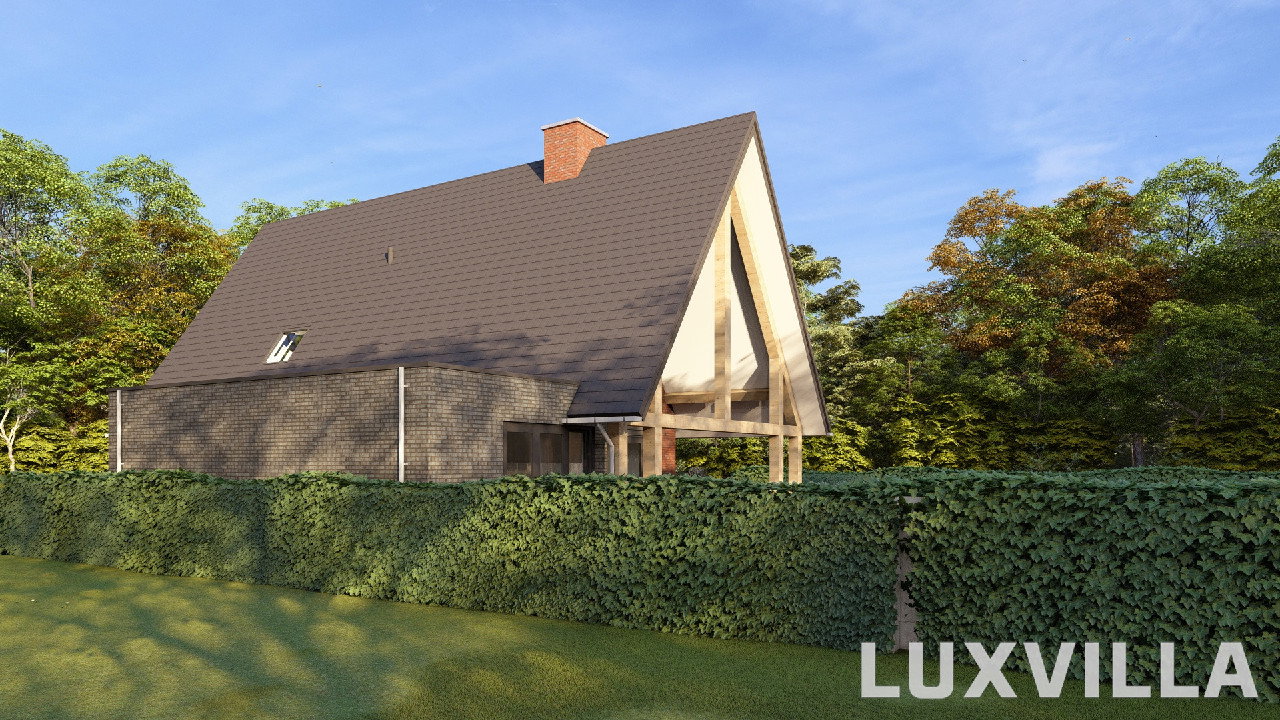 Achterzijde van een LUXVILLA schuurwoning in Meppel Broeklanden III met hoge kap, verticale houten elementen en grote raampartijen