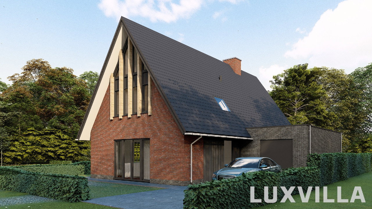Vrijstaande LUXVILLA schuurwoning Meppel BOUWVERGUNNING Broeklanden III met geïntegreerde garage, hoge kap en moderne landelijke architectuur
