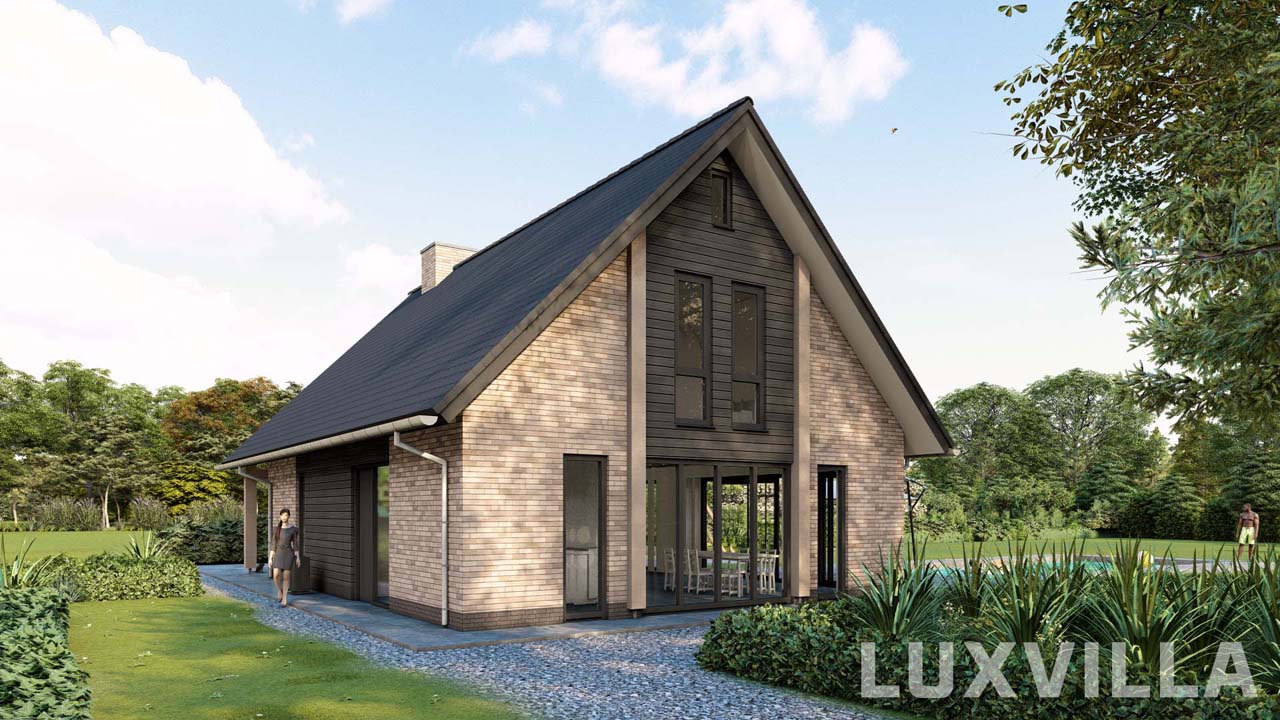 Linker voorzijde van een moderne schuurwoning in Doetinchem Wijnbergen met een eigentijdse schuuruitstraling.