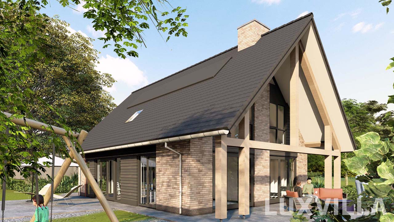 Doetinchem Linker achterzijde van een moderne schuurwoning in Doetinchem Wijnbergen met een eigentijdse schuuruitstraling.