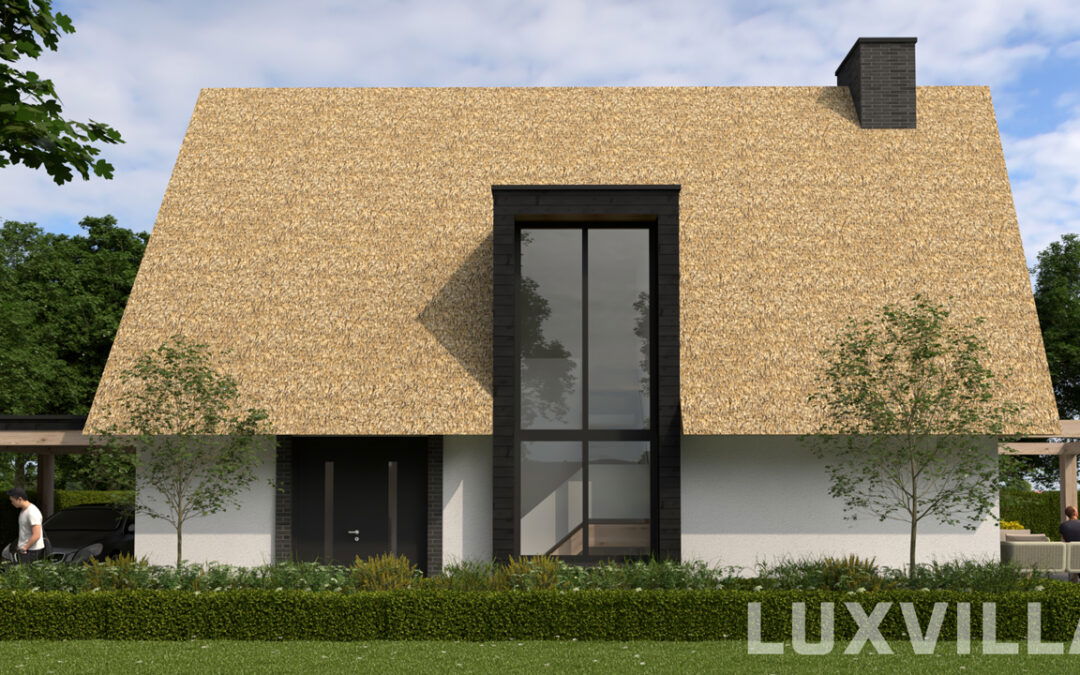 moderne witte villa rietgedekte kap