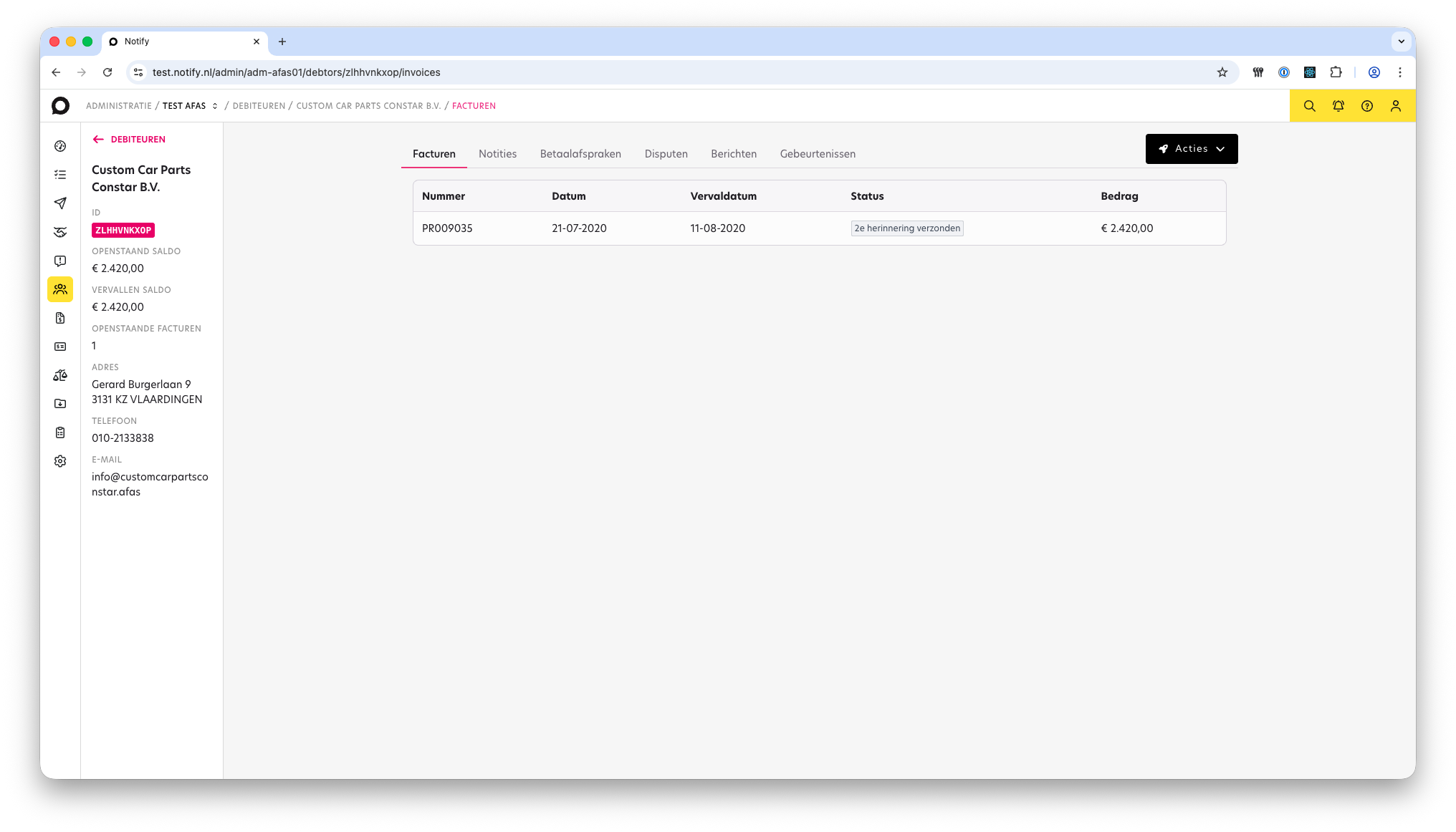 Notify online betaalmethoden met betaalknop in herinnering