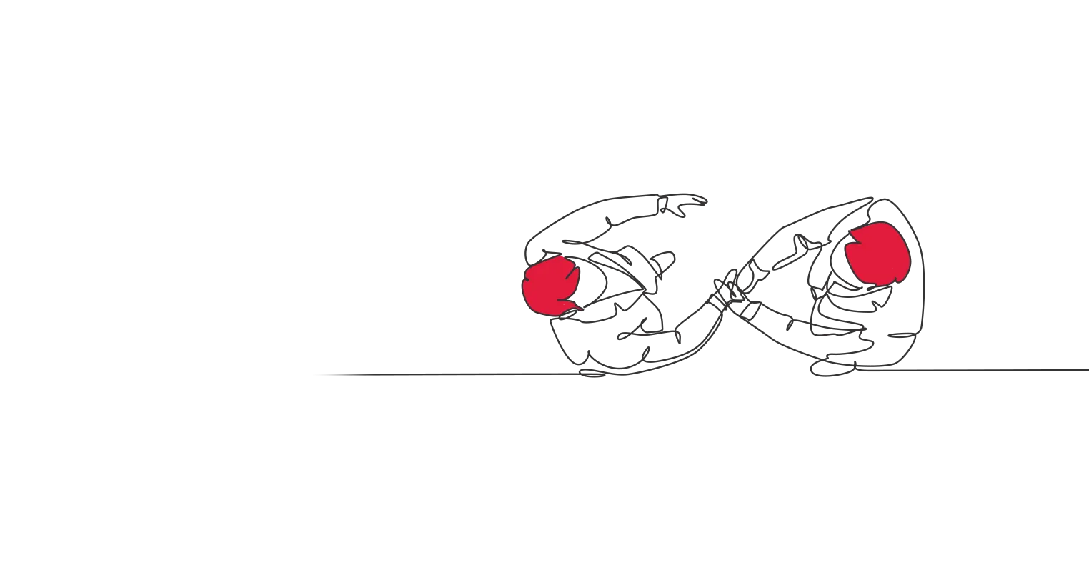 An illustration of two people shaking hands, seen from above