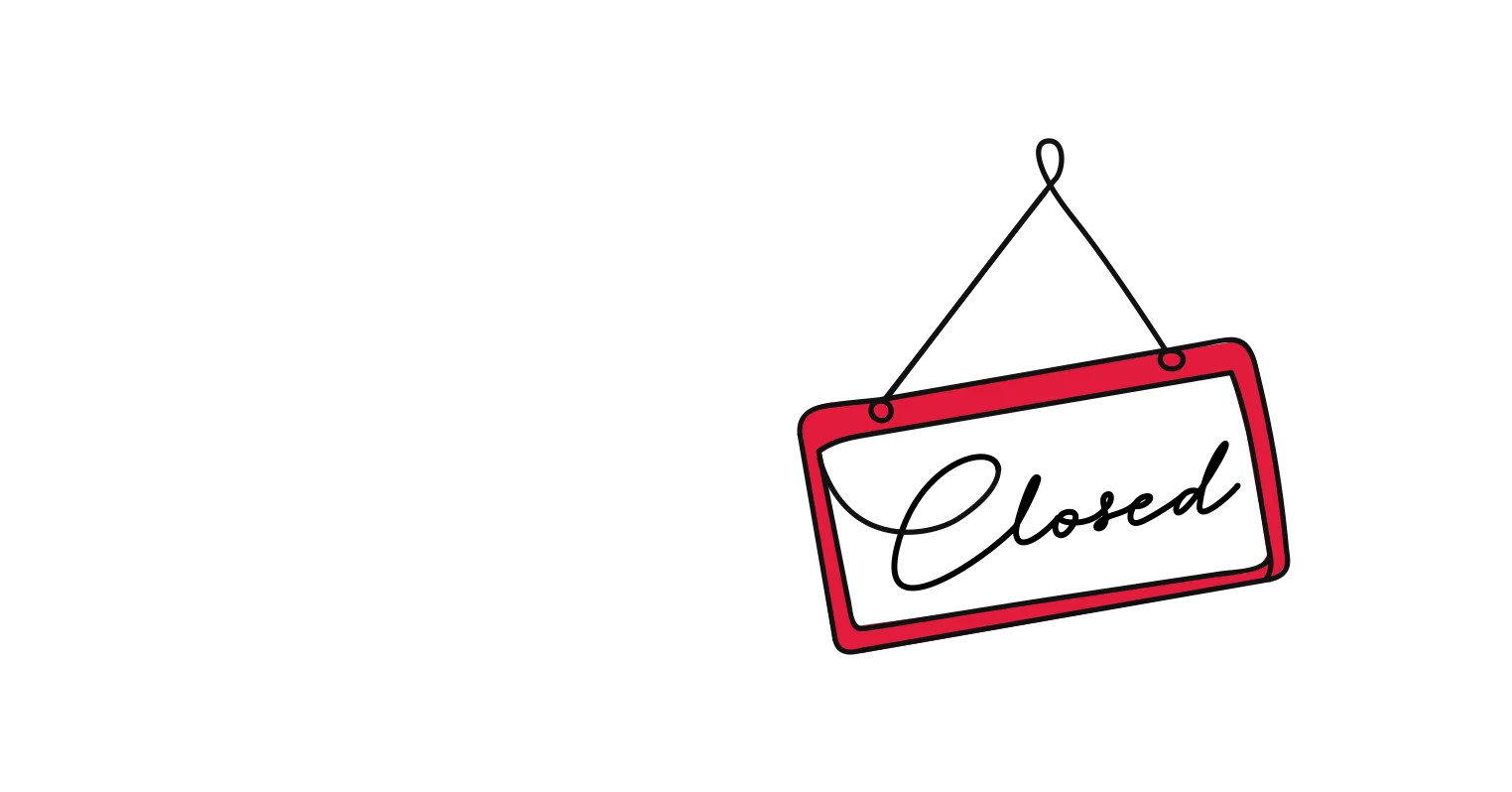 An illustration of a closed sign hanging from a hook