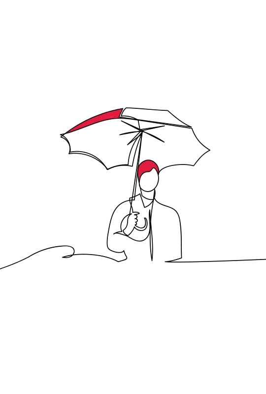 An illustration of someone holding an umbrella