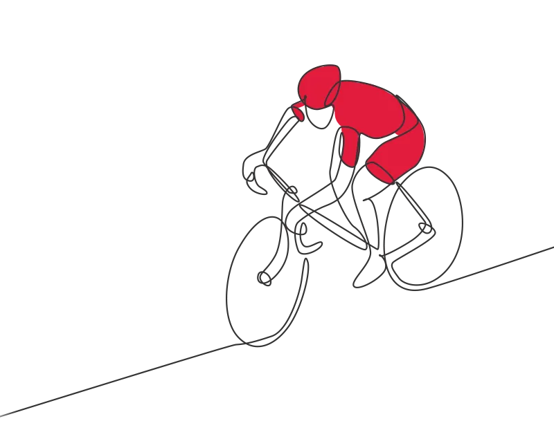 An illustration of someone riding a bike