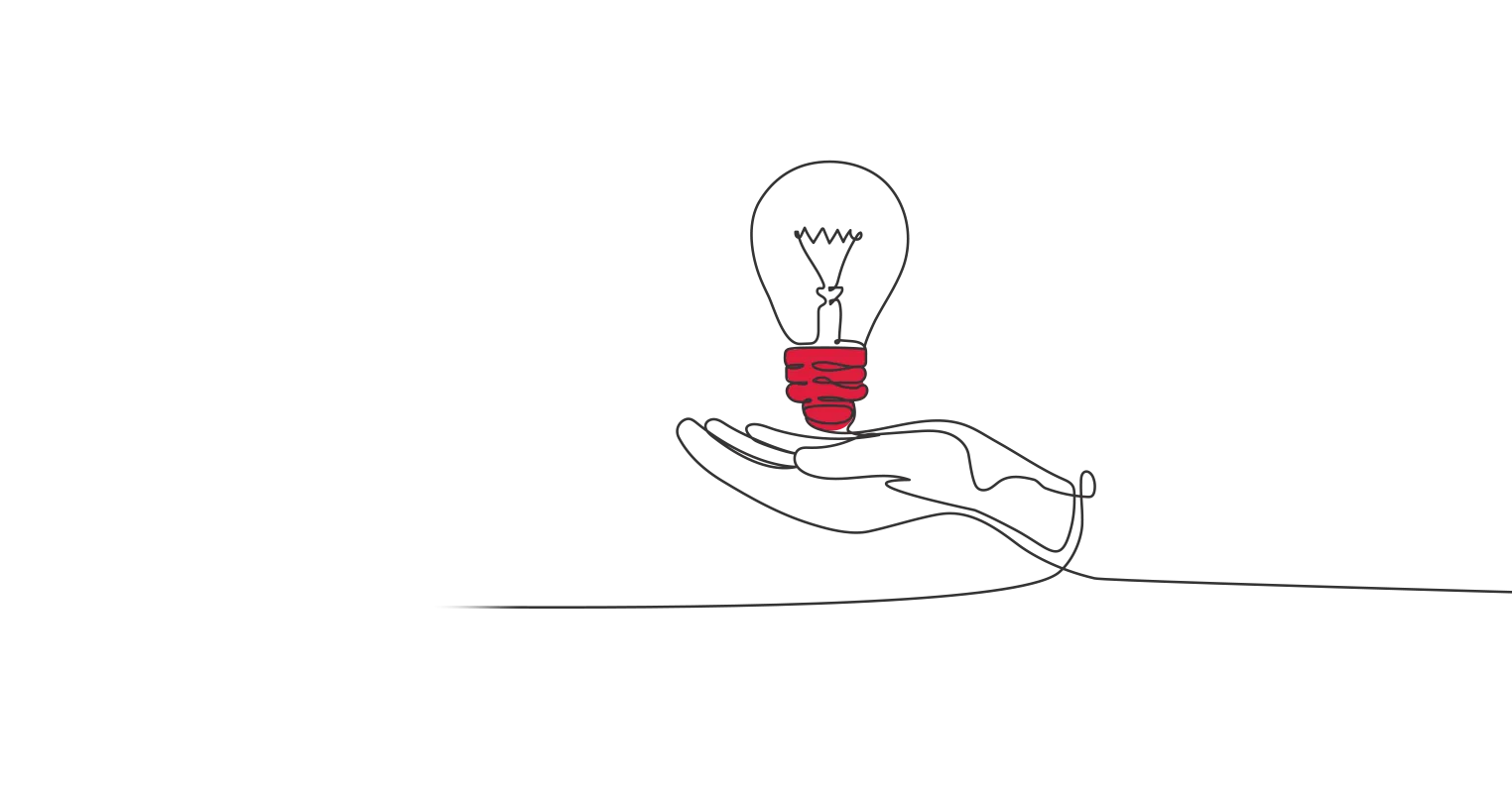An illustration of a hand holding a lightbulb