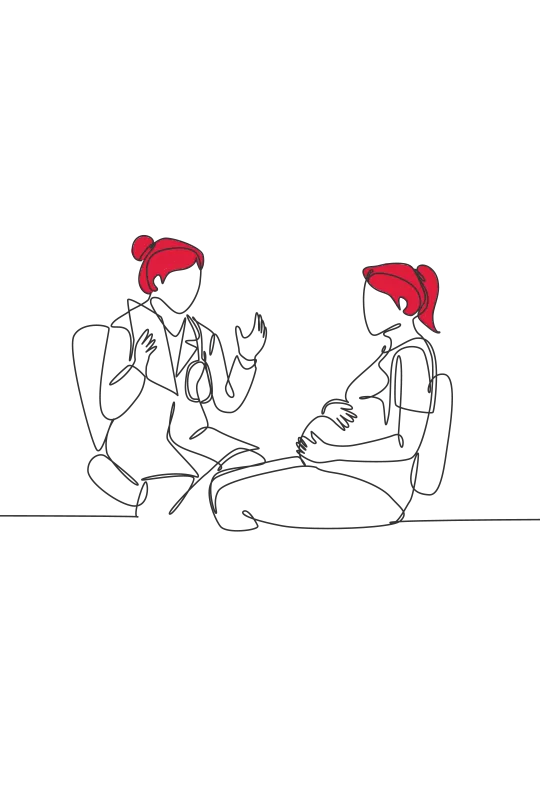 Illustration of a woman talking to a pregnant woman