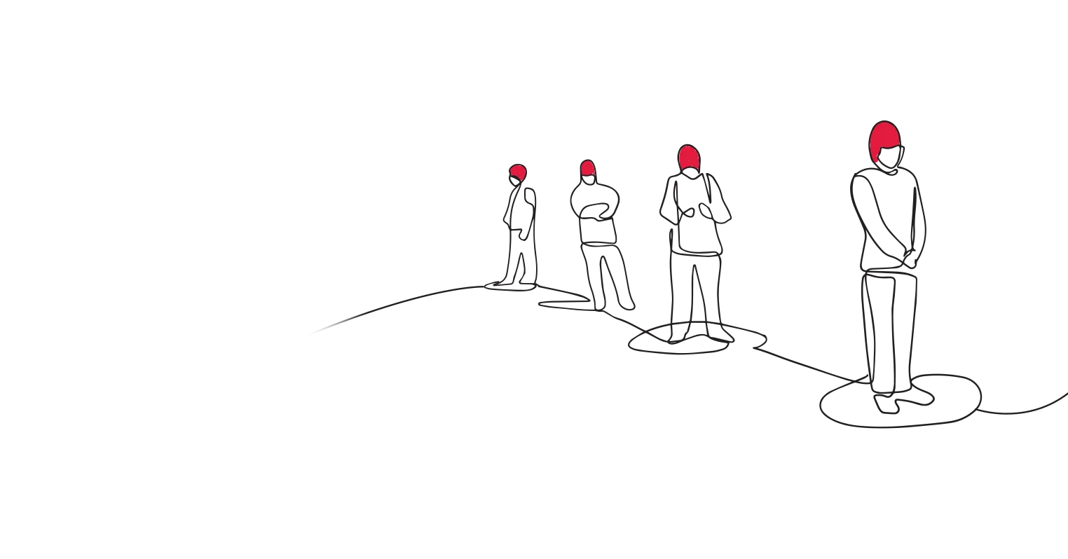 Illustration of four different people stood in a row