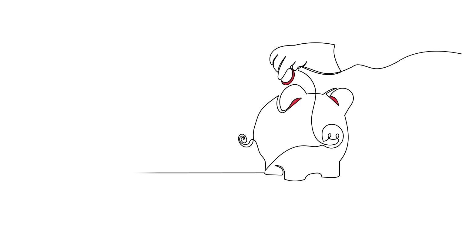 Illustration of a hand putting a coin into a piggy bank