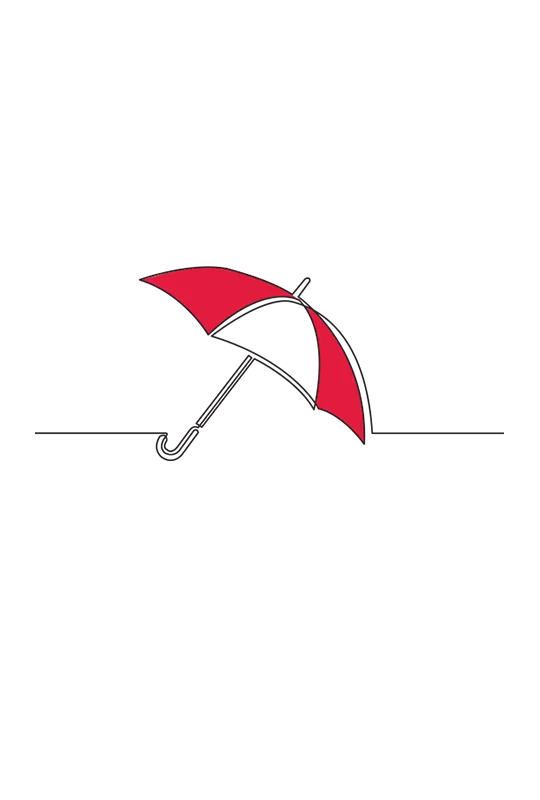 Illustration of a red and white umbrella