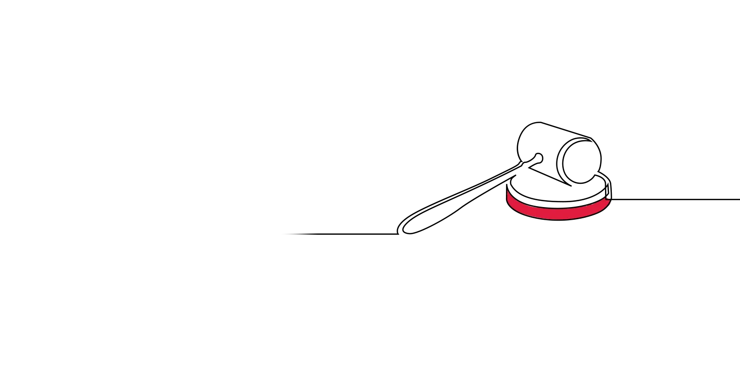 Illustration of a gavel lying on a sound block