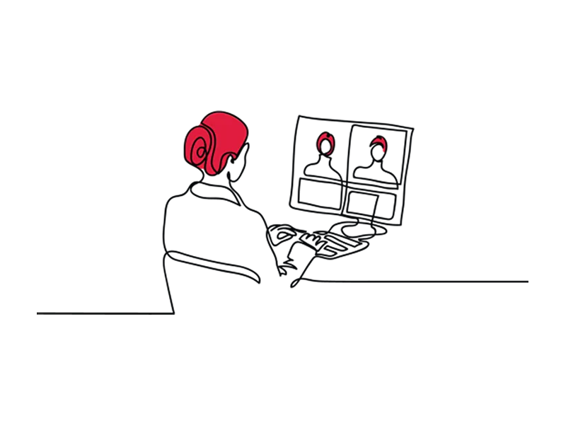 Illustration of a woman working remotely on a computer