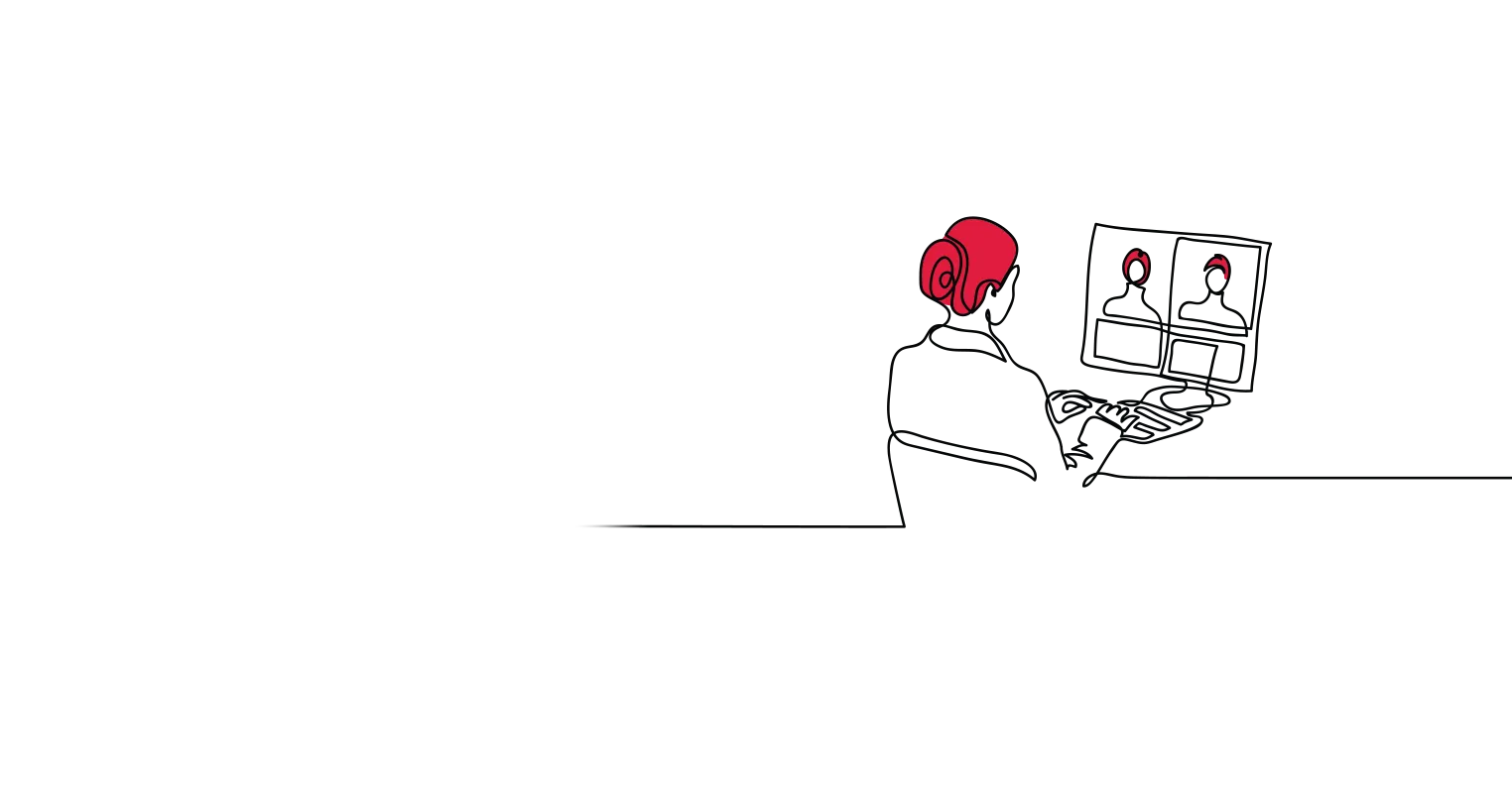 Illustration of a woman working remotely on a computer