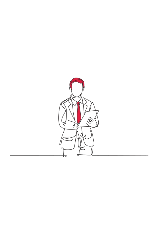 An illustration of a man in a red tie holding a document