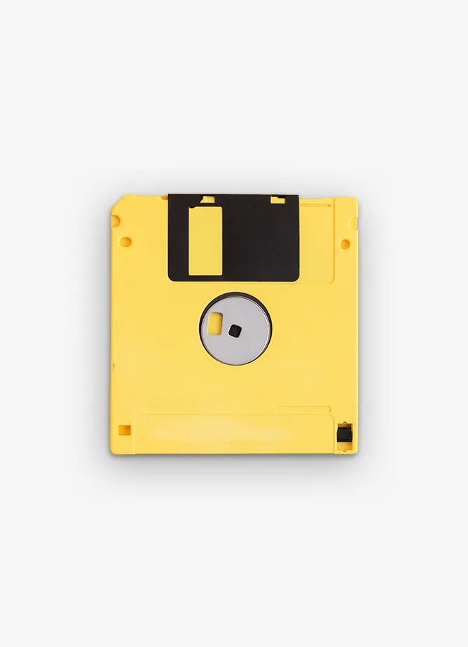 A yellow floppy disk